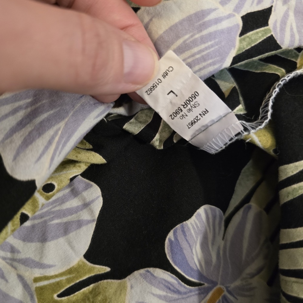 Tori Richard XL Hawaiian Shirt‎ Black Burnt Out Floral Blue Green Aloha - Picture 5 of 8
